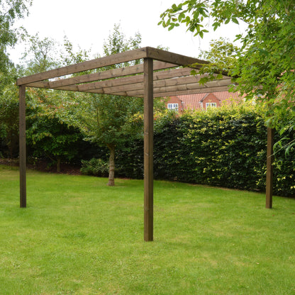 Freestanding Box Pergola - Rustic Brown - 3m Width x 3.6m Length