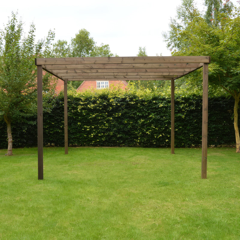 Freestanding Box Pergola - Rustic Brown - 2.4m Width x 3m Length