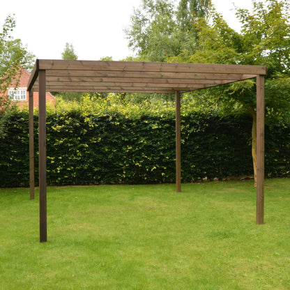 Freestanding Box Pergola - Rustic Brown - 4.8m Width x 4.8m Length