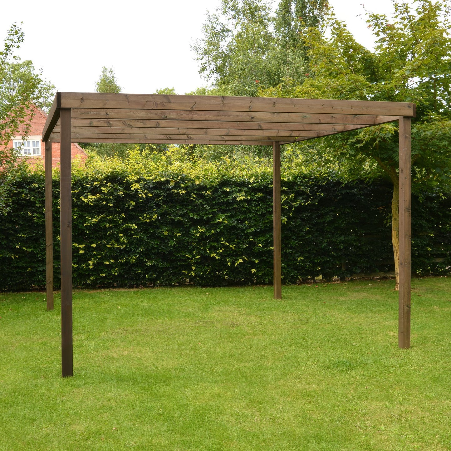 Freestanding Box Pergola - Rustic Brown - 4.2m Width x 6.6m Length