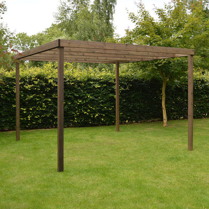 Freestanding Box Pergola - Rustic Brown - 4.8m Width x 6.6m Length