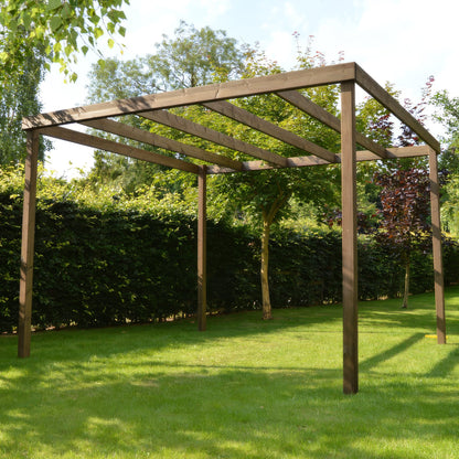 Freestanding Box Pergola - Rustic Brown - 1.8m Width x 1.8m Length