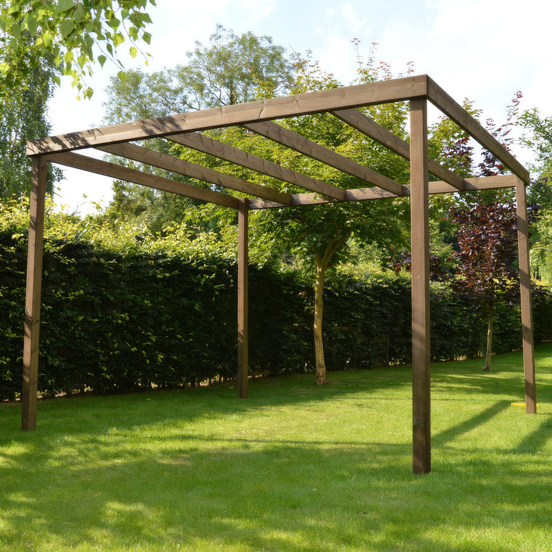 Freestanding Box Pergola - Rustic Brown - 2.4m Width x 3.6m Length