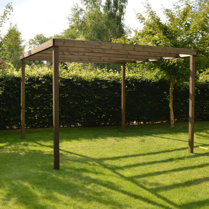 Freestanding Box Pergola - Rustic Brown - 4.2m Width x 6.6m Length