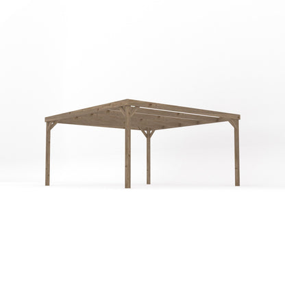 Freestanding Box Pergola - Rustic Brown - 4.2m Width x 4.2m Length