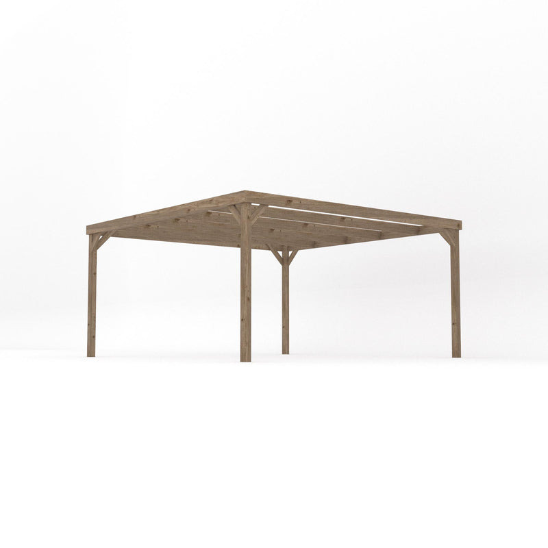 Freestanding Box Pergola - Rustic Brown - 4.2m Width x 4.2m Length