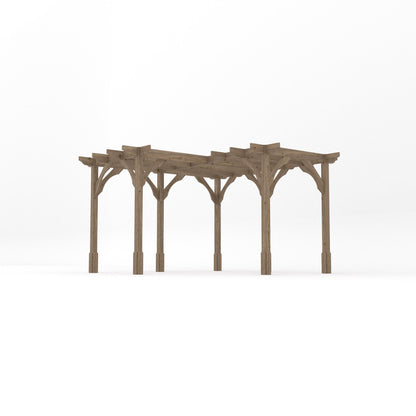 Freestanding Corner Premium Pergola - Rustic Brown - 3.6m Width x 3.6m Length