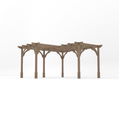 Freestanding Corner Premium Pergola - Rustic Brown - 4.2m Width x 4.2m Length