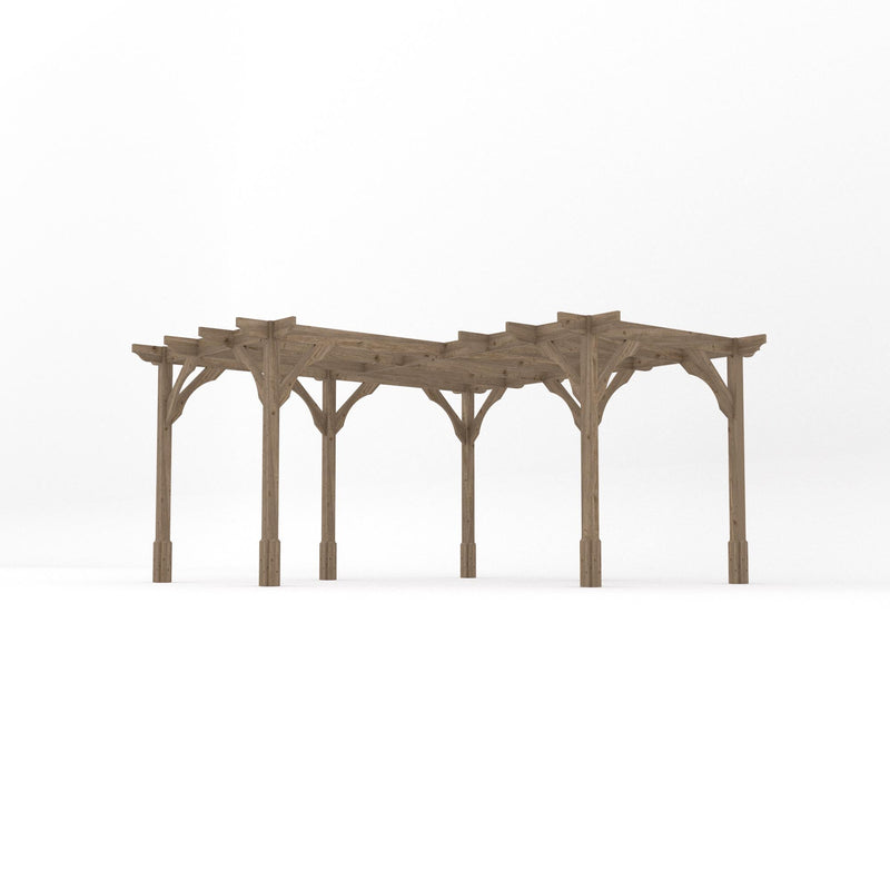 Freestanding Corner Premium Pergola - Rustic Brown - 4.2m Width x 4.2m Length