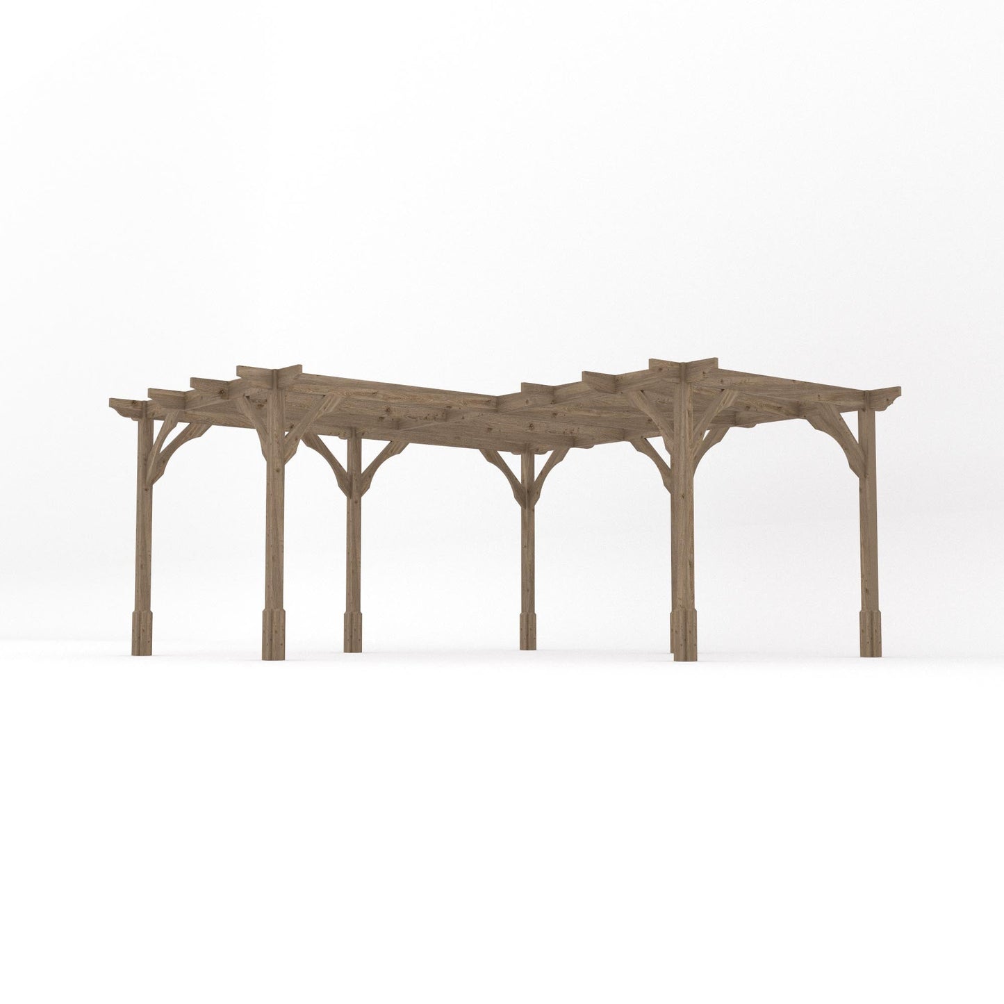 Freestanding Corner Premium Pergola - Rustic Brown - 4.8m Width x 4.8m Length