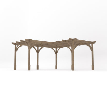 Freestanding Corner Premium Pergola - Rustic Brown - 4.8m Width x 4.8m Length