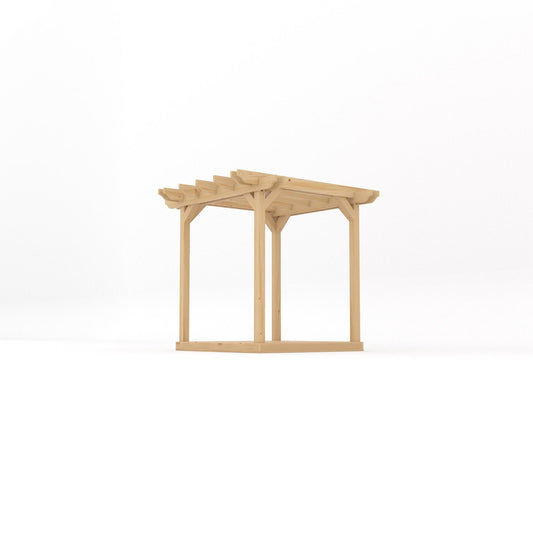 Pergola | Timber Double Garden Pergola | Integrated Decking Base | Freestanding Garden Structure | Light Green | 2.4m Width x 2.4m Length