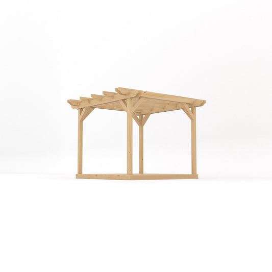 Pergola | Timber Double Garden Pergola | Integrated Decking Base | Freestanding Garden Structure | Light Green | 3m Width x 3m Length
