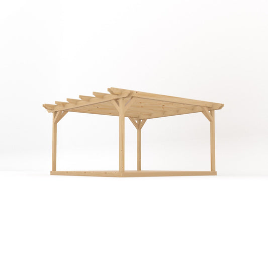 Pergola | Timber Double Garden Pergola | Integrated Decking Base | Freestanding Garden Structure | Light Green | 4.2m Width x 4.2m Length