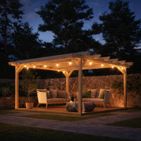Pergola | Timber Double Garden Pergola | Integrated Decking Base | Freestanding Garden Structure | Light Green | 2.4m Width x 2.4m Length