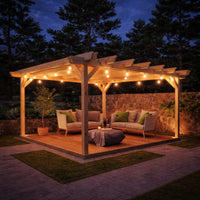 Pergola | Timber Double Garden Pergola | Integrated Decking Base | Freestanding Garden Structure | Light Green | 3m Width x 3m Length