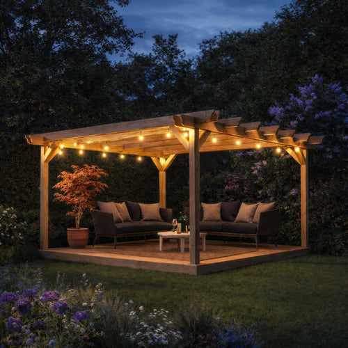Freestanding Double Garden Pergola with Decking Kit | Timber | Multiple Sizes
