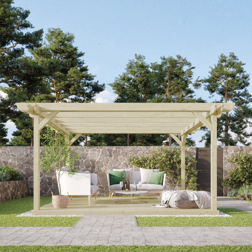 Freestanding Double Garden Pergola with Decking Kit | Timber | Multiple Sizes