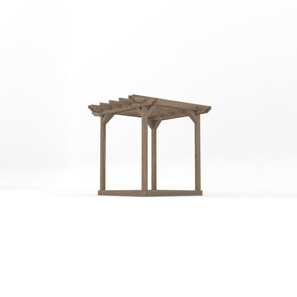 Freestanding Double Garden Pergola with Decking - Rustic Brown - 2.4m Width x 2.4m Length