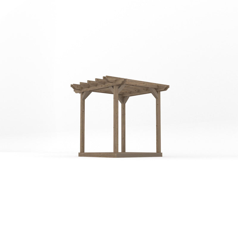 Freestanding Double Garden Pergola with Decking - Rustic Brown - 2.4m Width x 2.4m Length