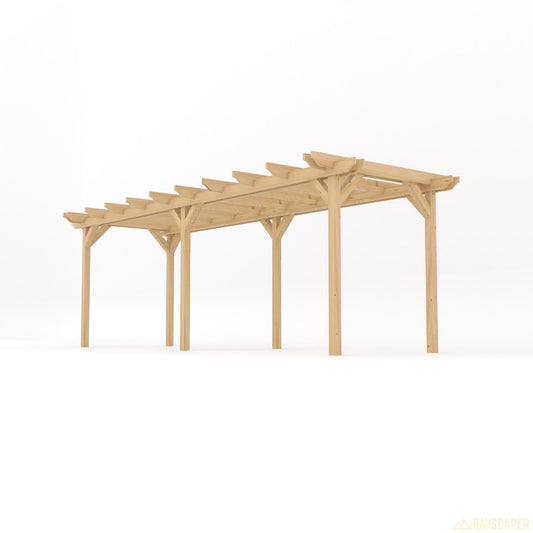 Pergola | Timber Double Garden Pergola | Freestanding Garden Structure | Open Slatted Roof | Light Green | 1.8m Width x 6.6m Length