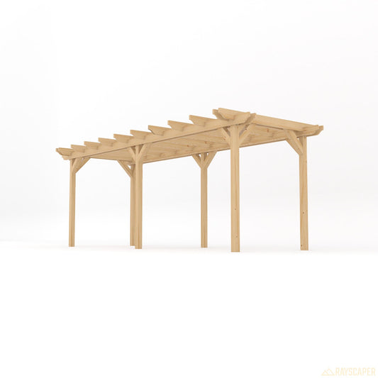 Pergola | Timber Double Garden Pergola | Freestanding Garden Structure | Open Slatted Roof | Light Green | 1.8m Width x 6m Length