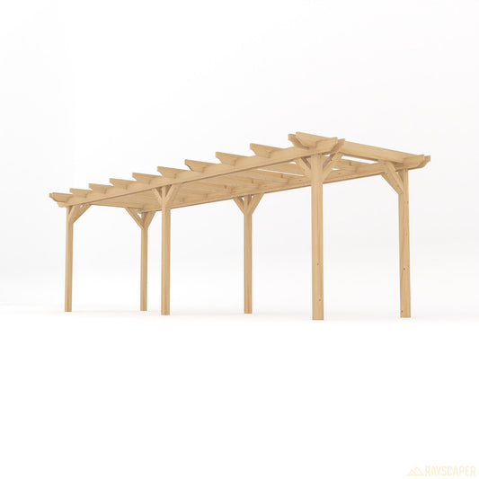 Pergola | Timber Double Garden Pergola | Freestanding Garden Structure | Open Slatted Roof | Light Green | 1.8m Width x 7.2m Length