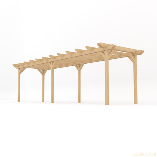 Pergola | Timber Double Garden Pergola | Freestanding Garden Structure | Open Slatted Roof | Light Green | 1.8m Width x 7.8m Length