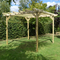 Pergola | Timber Double Garden Pergola | Freestanding Garden Structure | Open Slatted Roof | Light Green | 1.8m Width x 6.6m Length