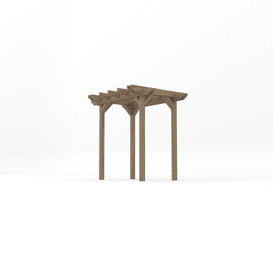 Pergola | Timber Double Garden Pergola | Freestanding Garden Structure | Open Slatted Roof | Rustic Brown | 1.8m Width x 2.4m Length