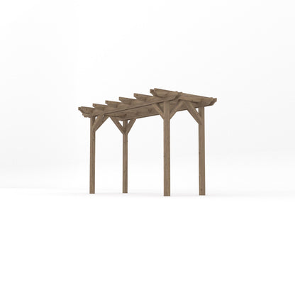 Freestanding Double Garden Pergola - Rustic Brown - 1.8m Width x 3.6m Length