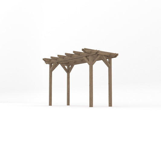 Pergola | Timber Double Garden Pergola | Freestanding Garden Structure | Open Slatted Roof | Rustic Brown | 1.8m Width x 3.6m Length
