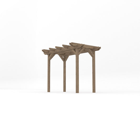 Pergola | Timber Double Garden Pergola | Freestanding Garden Structure | Open Slatted Roof | Rustic Brown | 1.8m Width x 3m Length