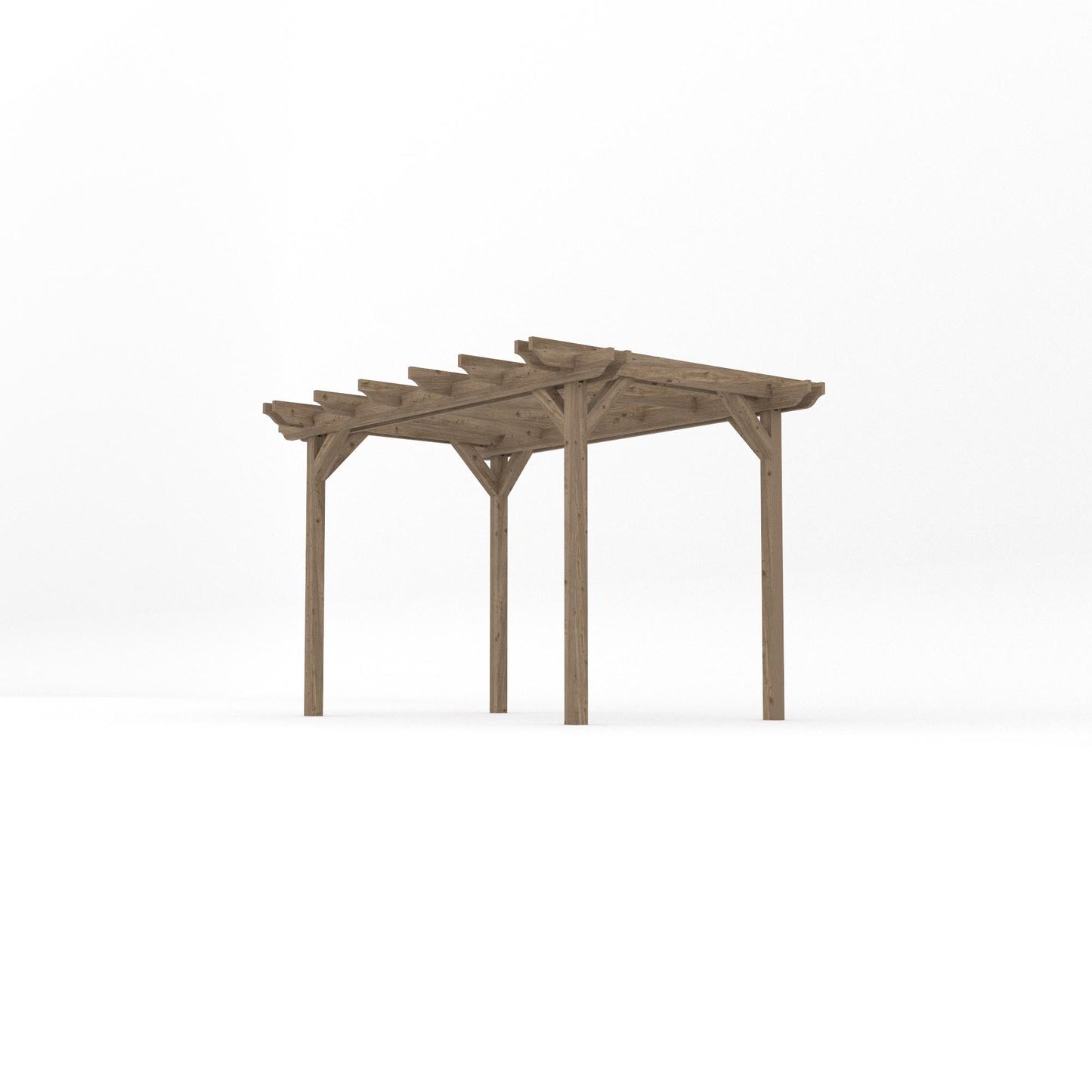Freestanding Double Garden Pergola - Rustic Brown - 2.4m Width x 3.6m Length