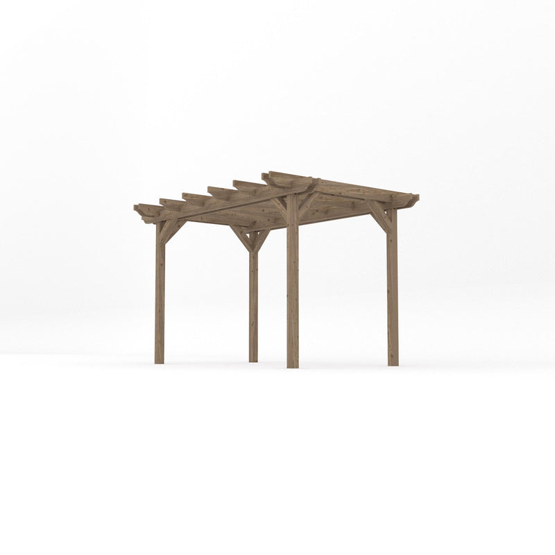 Freestanding Double Garden Pergola - Rustic Brown - 2.4m Width x 3.6m Length