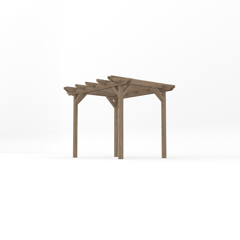 Freestanding Double Garden Pergola - Rustic Brown - 2.4m Width x 3m Length