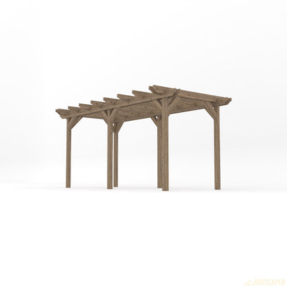 Freestanding Double Garden Pergola - Rustic Brown - 3m Width x 4.8m Length