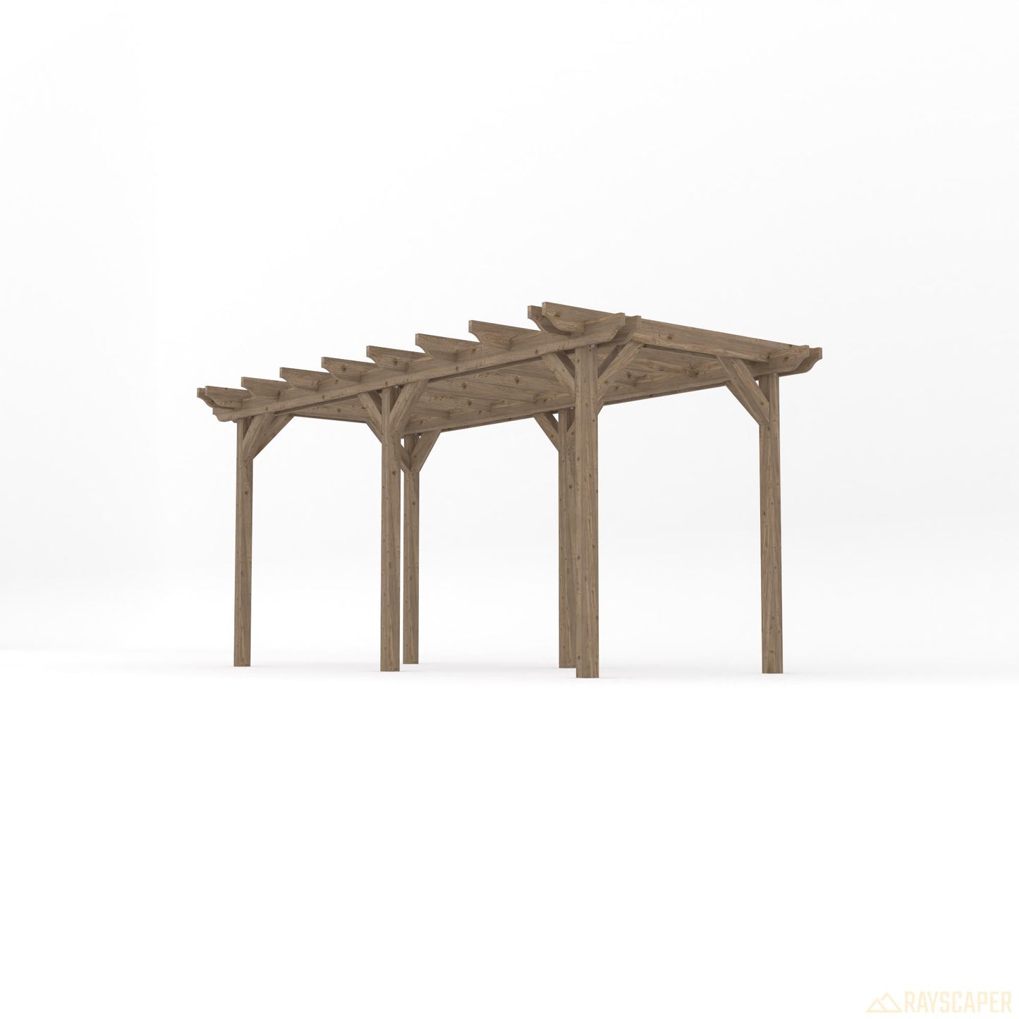 Freestanding Double Garden Pergola - Rustic Brown - 3.6m Width x 4.8m Length