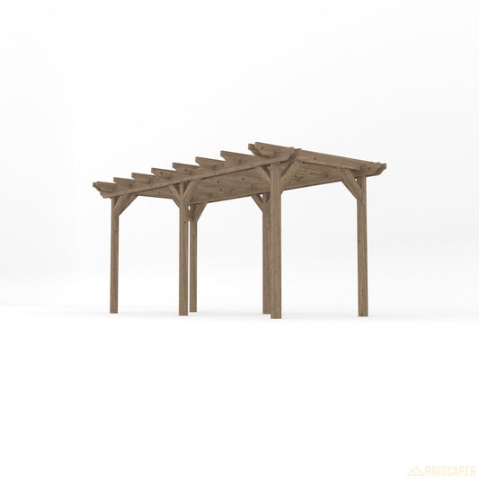 Pergola | Timber Double Garden Pergola | Freestanding Garden Structure | Open Slatted Roof | Rustic Brown | 1.8m Width x 4.8m Length