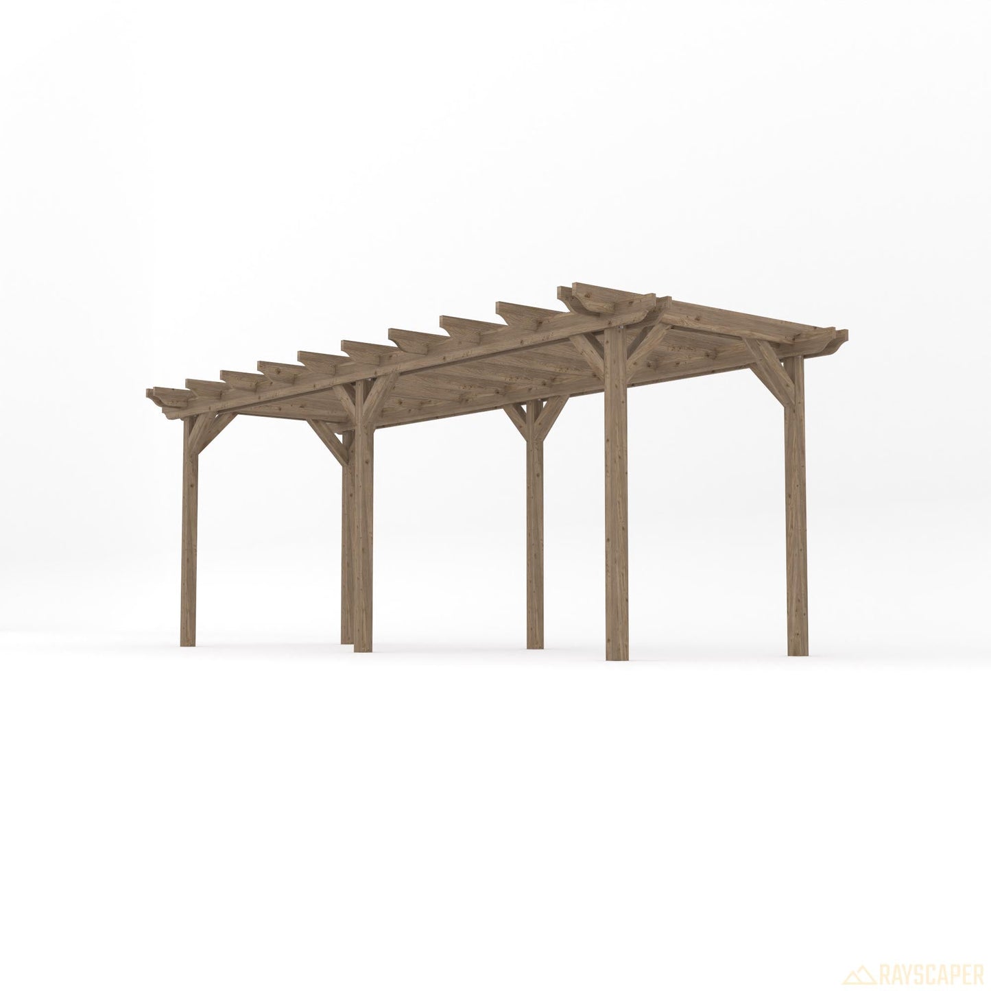 Freestanding Double Garden Pergola - Rustic Brown - 4.2m Width x 6m Length