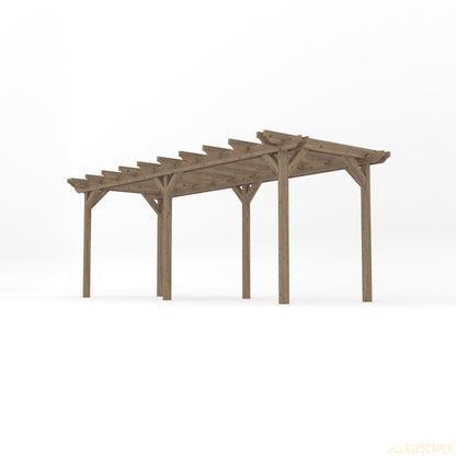 Freestanding Double Garden Pergola - Rustic Brown - 4.2m Width x 6m Length
