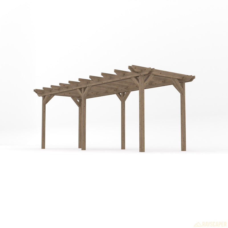 Freestanding Double Garden Pergola - Rustic Brown - 2.4m Width x 6m Length
