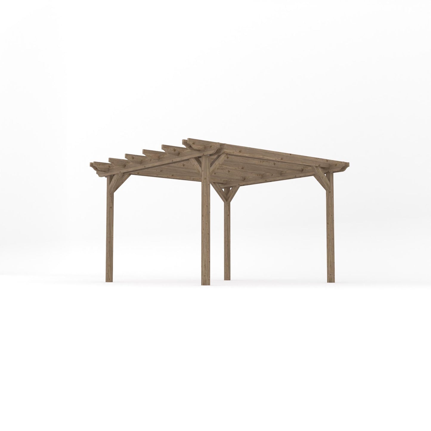 Freestanding Double Garden Pergola - Rustic Brown - 3.6m Width x 3.6m Length