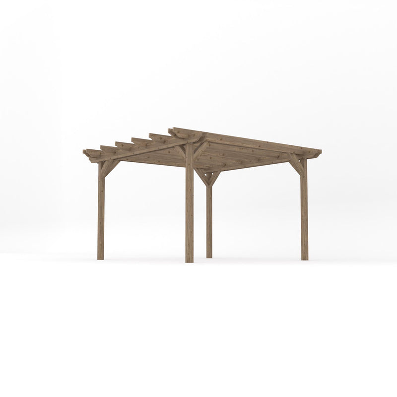 Freestanding Double Garden Pergola - Rustic Brown - 3.6m Width x 3.6m Length
