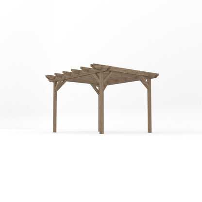 Freestanding Double Garden Pergola - Rustic Brown - 3m Width x 3.6m Length
