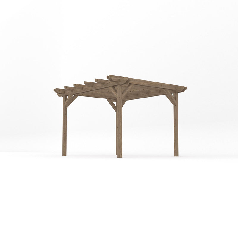 Freestanding Double Garden Pergola - Rustic Brown - 3m Width x 3.6m Length
