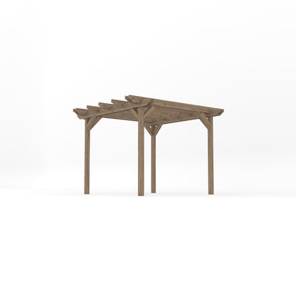 Freestanding Double Garden Pergola - Rustic Brown - 3m Width x 3m Length