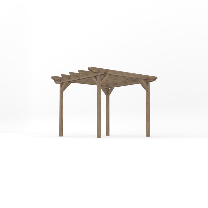 Freestanding Double Garden Pergola - Rustic Brown - 3m Width x 3m Length
