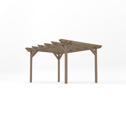 Freestanding Double Garden Pergola - Rustic Brown - 3m Width x 4.2m Length