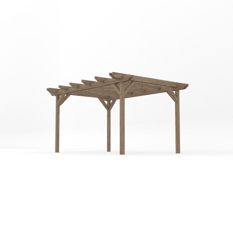 Freestanding Double Garden Pergola - Rustic Brown - 3m Width x 4.2m Length